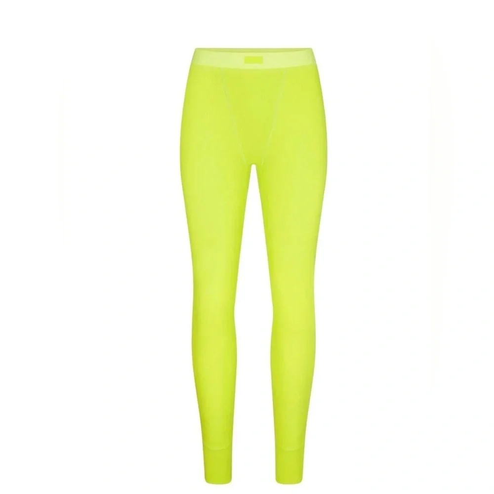Skims Cotton Rib Leggings Lime Green Limited Edition 2x NWT